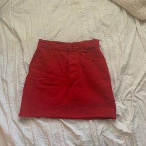 Red denim skirt